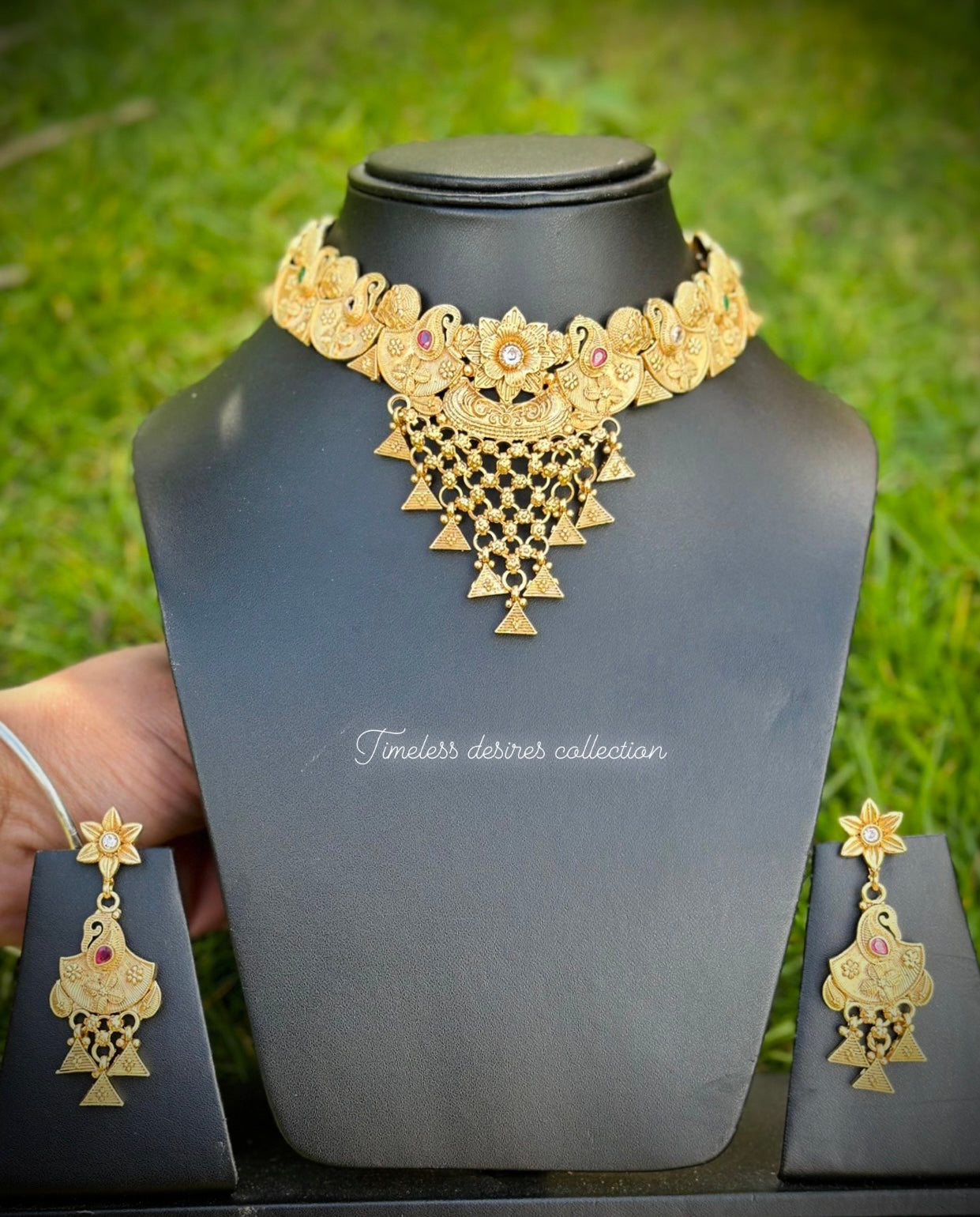 Gold plated Jhalar necklace set in high quality