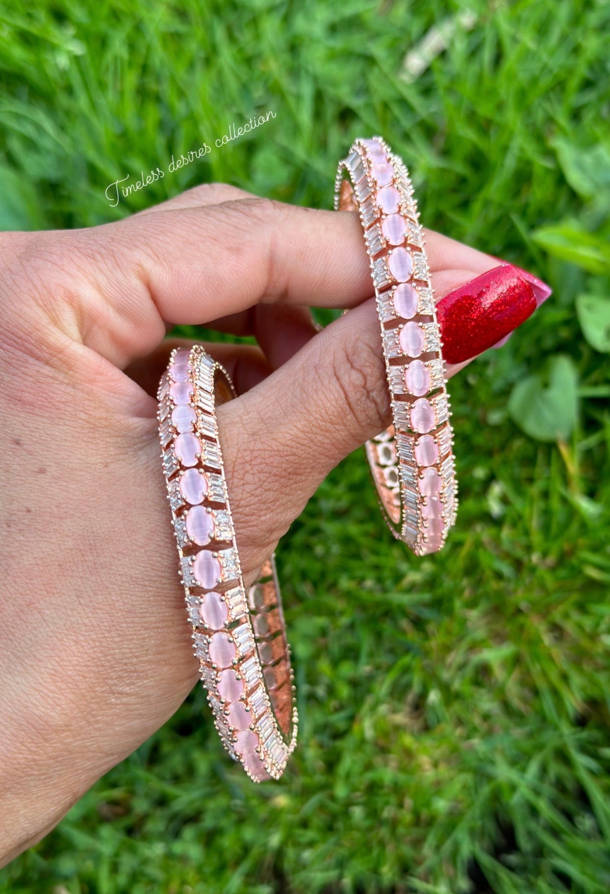 Baby pink American diamond kangan / bangles