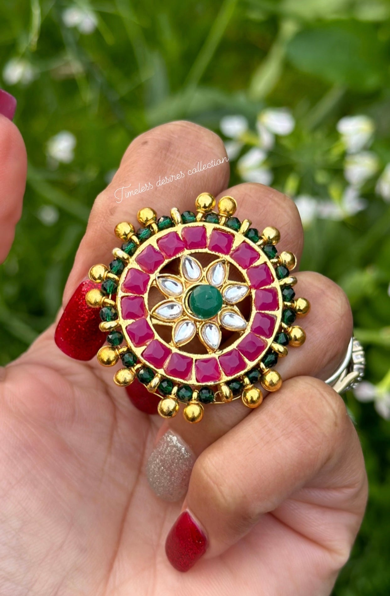 Multi coloured oversized ring