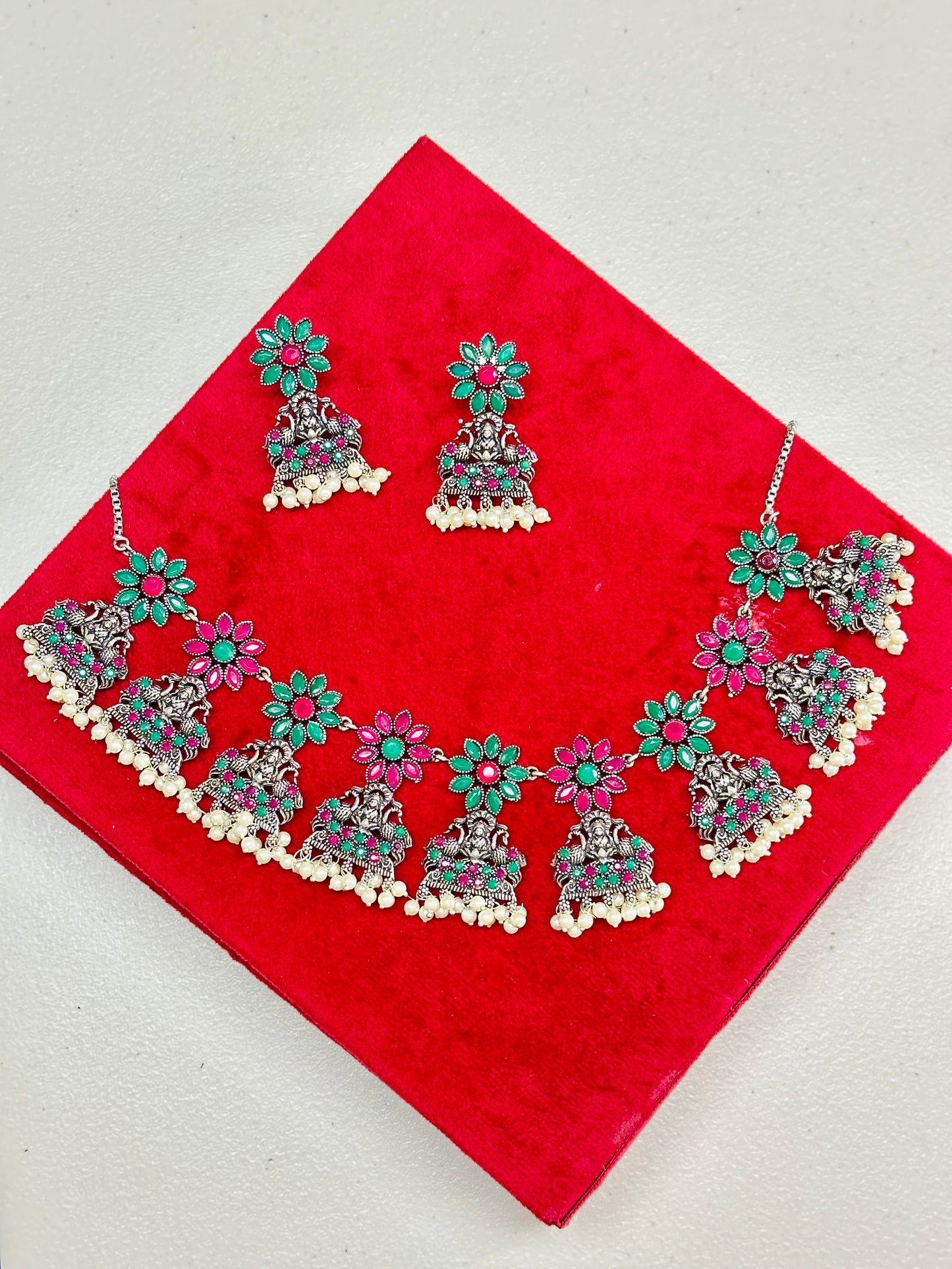 Oxidised necklace set with earrings