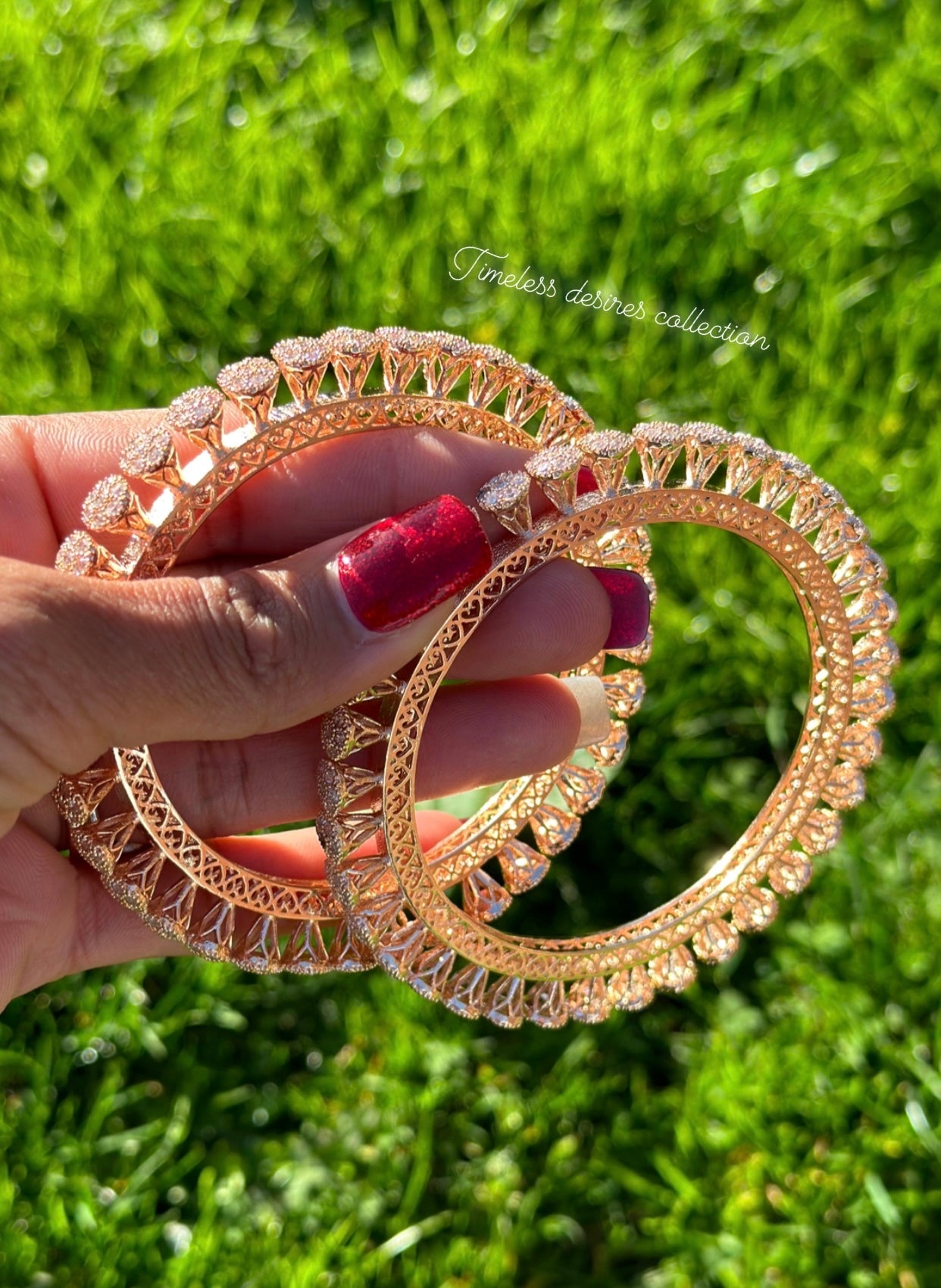 American diamond kangan / bangles in rose golden