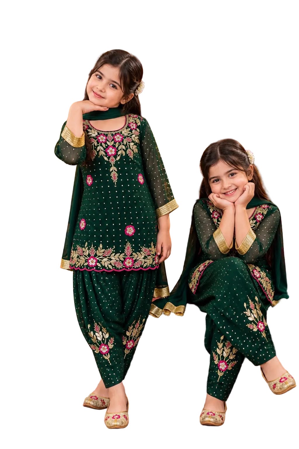 Premium Georgette suit on Gota Patti with handwork paired up with beautiful salwar and duppta in off bottle green colour