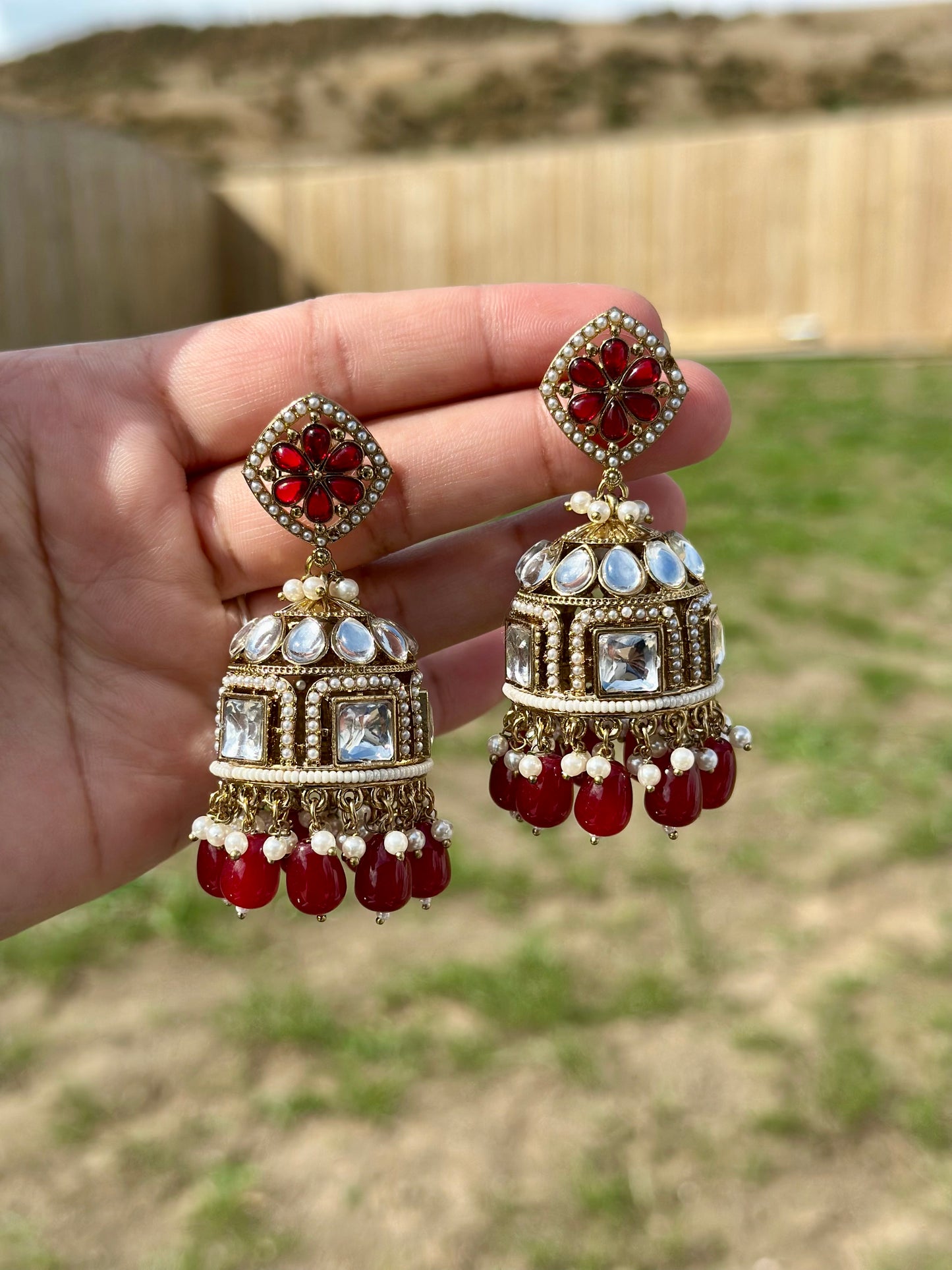 Maroon jhumki earrings - J17