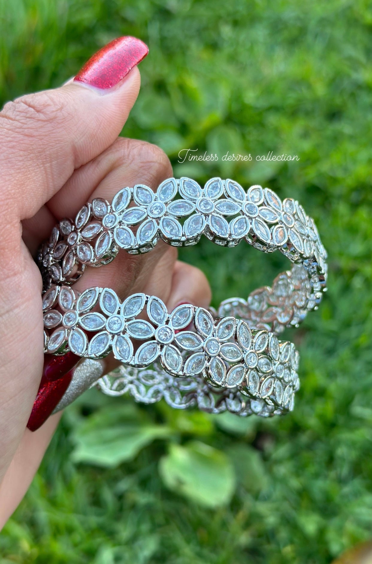 Silver American diamond kangan / bangles