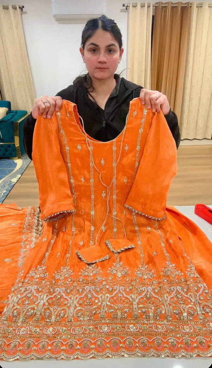 Taking pre orders only : Handwork Sharara suit - Colour: ( Code: 634 )