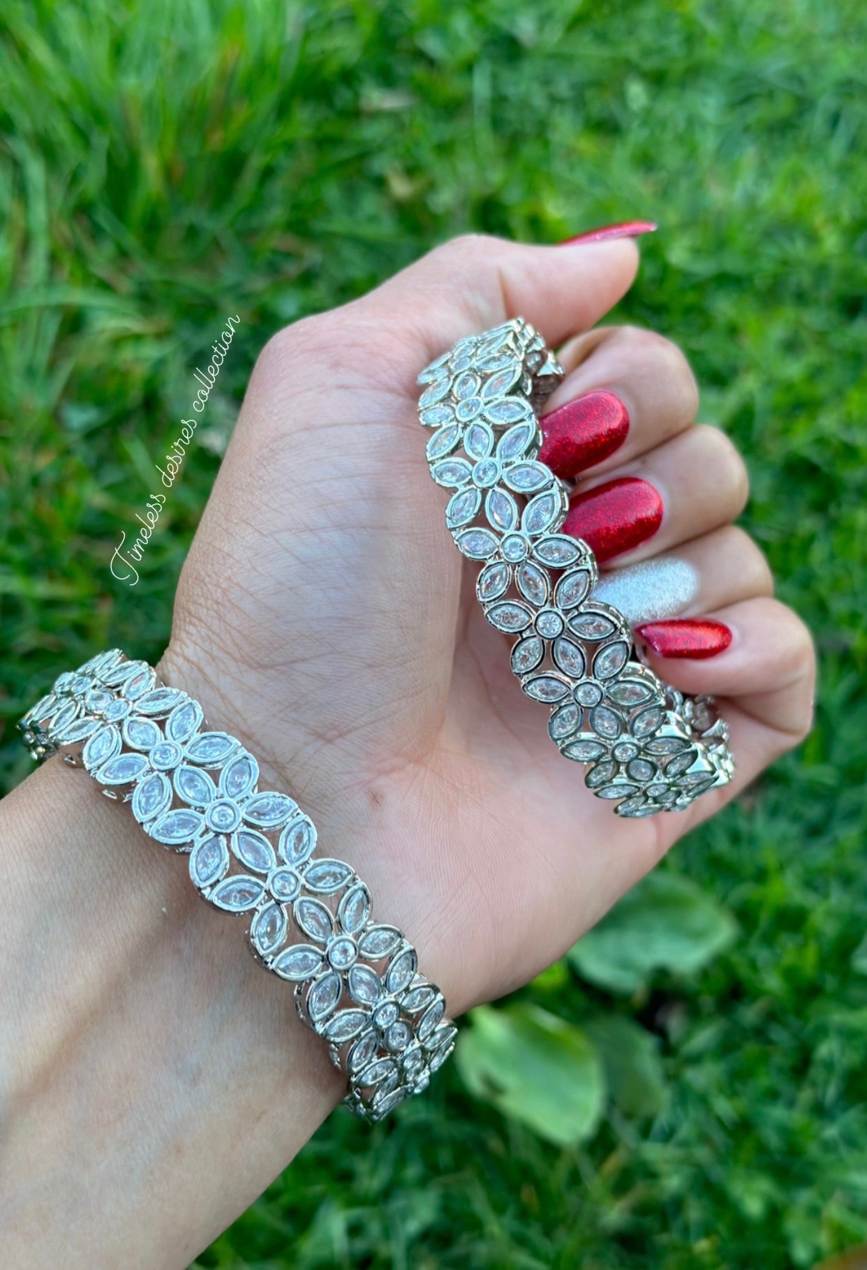 Silver American diamond kangan / bangles