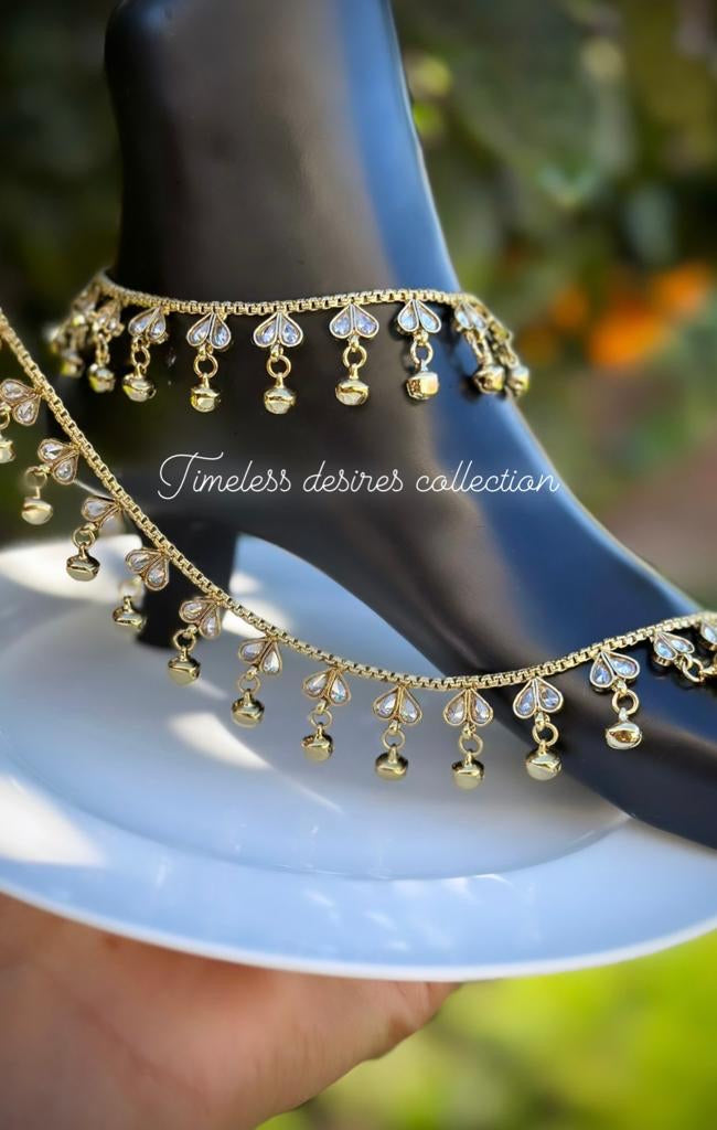High Quality Reverse AD Polki Ghungru Chan chan Sound Jhanjra / Anklets (TD-35)