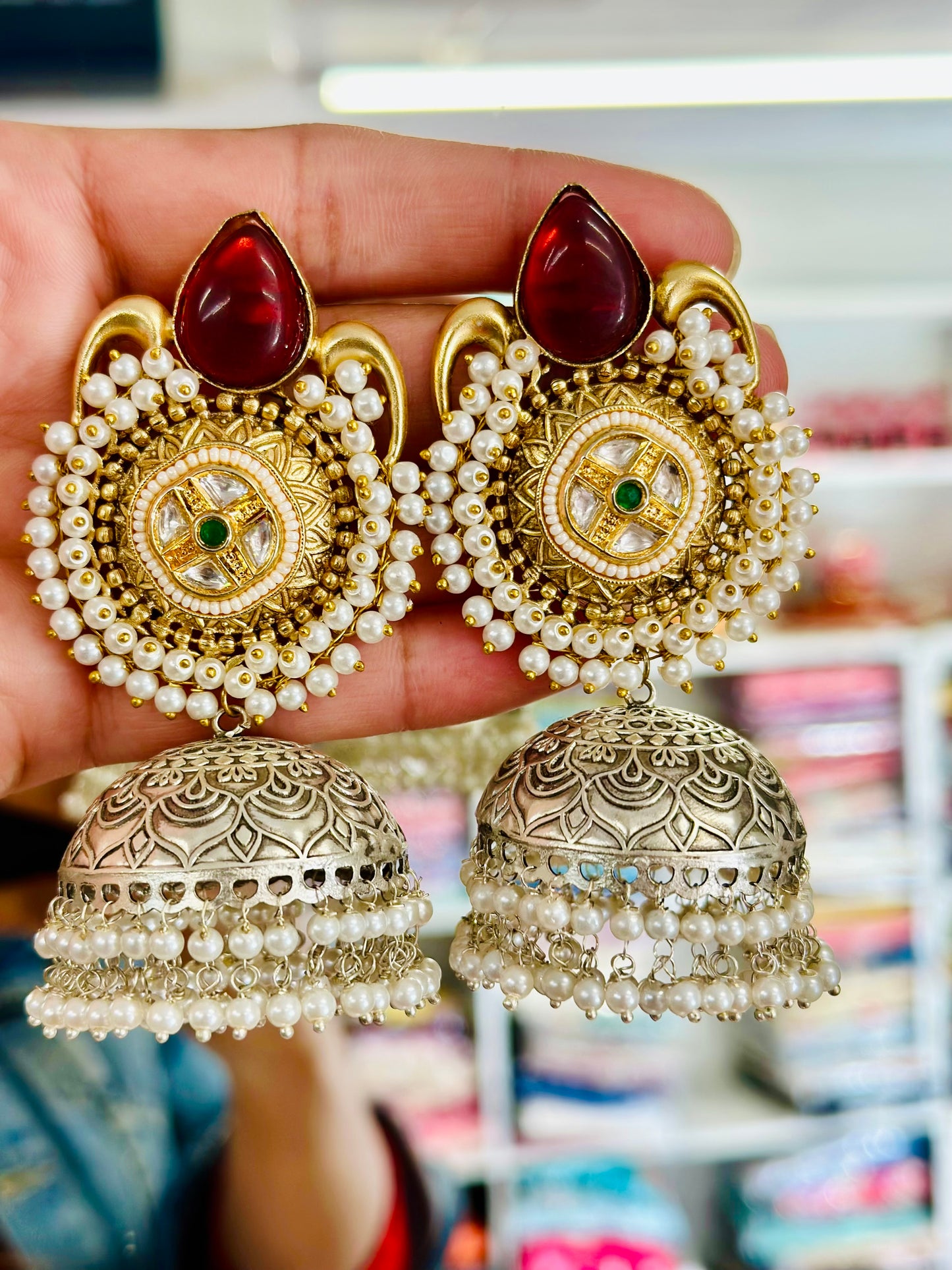 Kashmiri Earrings, Colour: Gold, (Code:115)