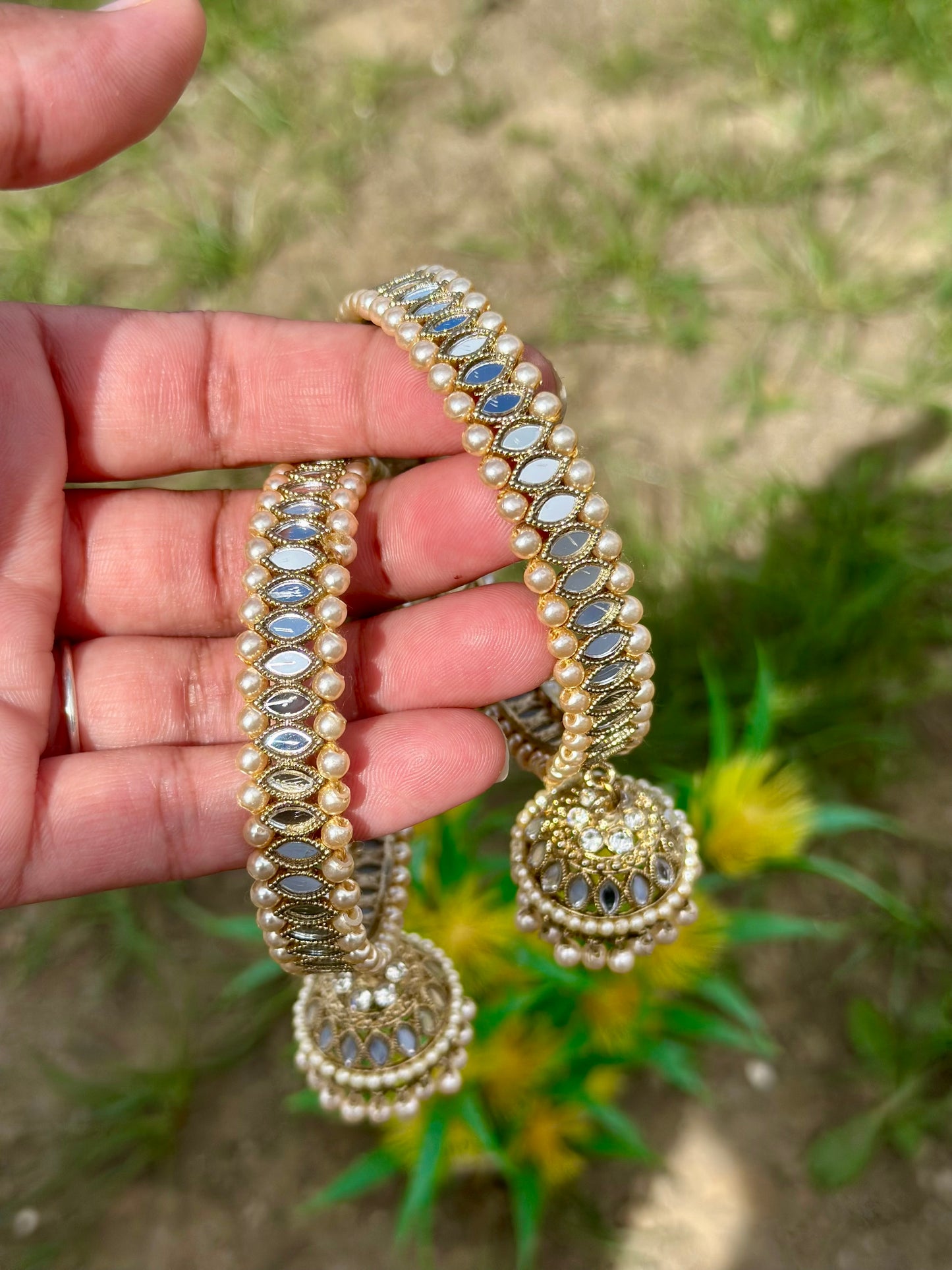 Golden bangles with latkan (set of 2) B4