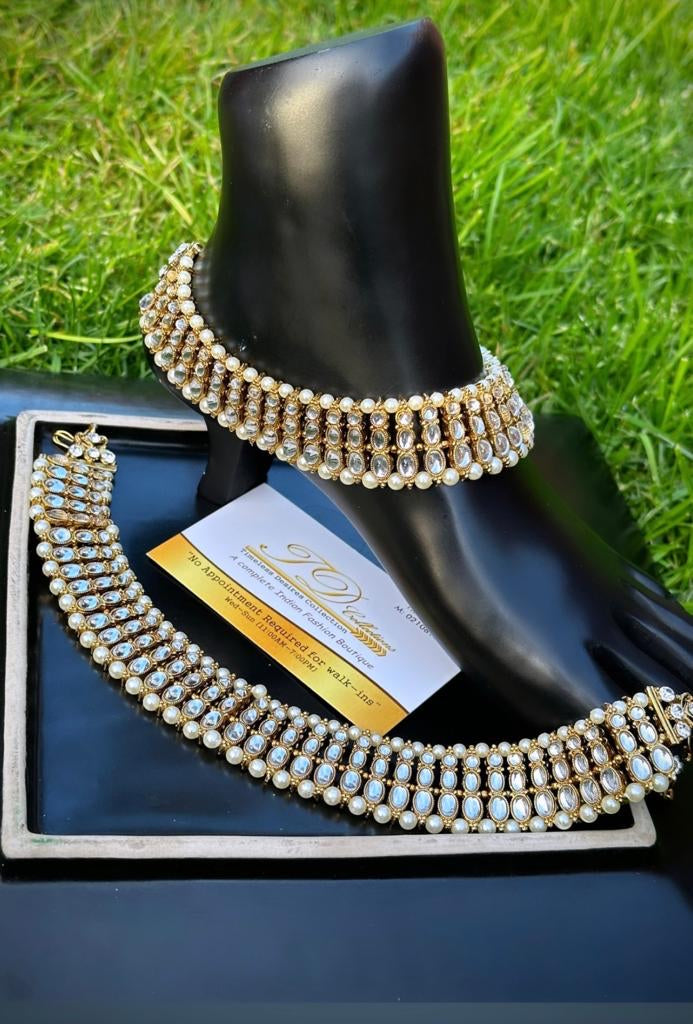 Triple Stone kundan anklets / jhanjra (TD-19)