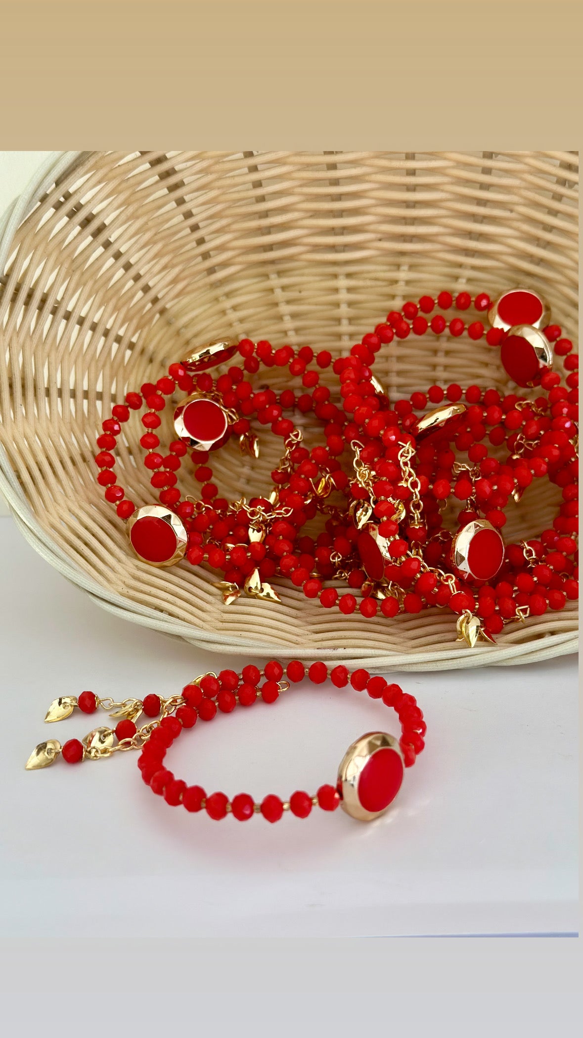 Red Hanging Rakhi / Rakhdi Bracelets for sister or bhabi ( Adjustable in size )
