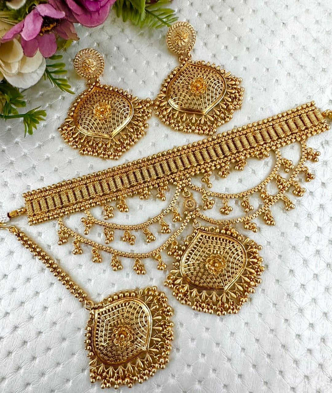 Antique gold Jhalar set