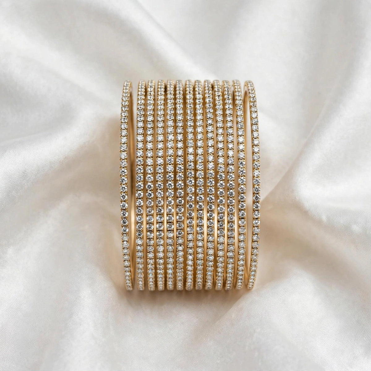 Gold copper diamond bangles - Size 2.4