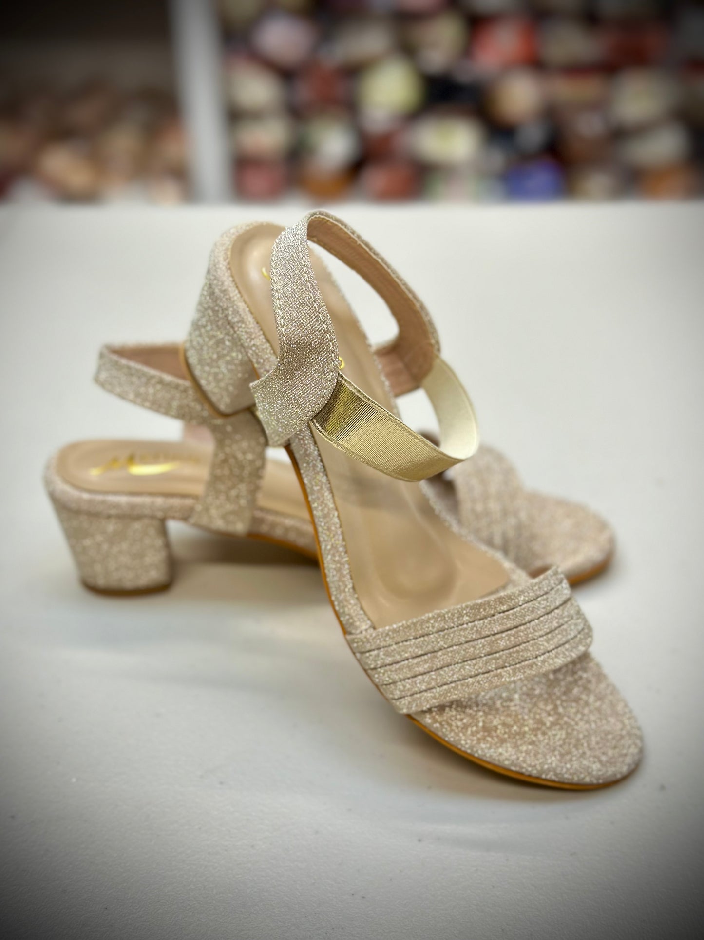 Golden Fency Heel Sandals