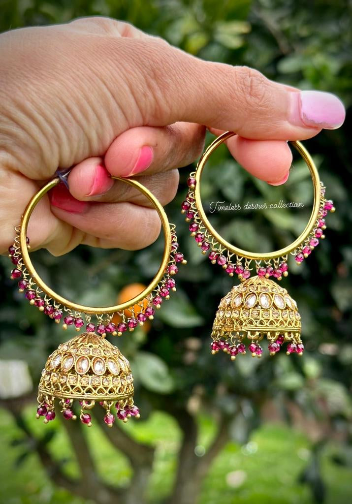 Maroon Waliya with Jhumki in reverse AD