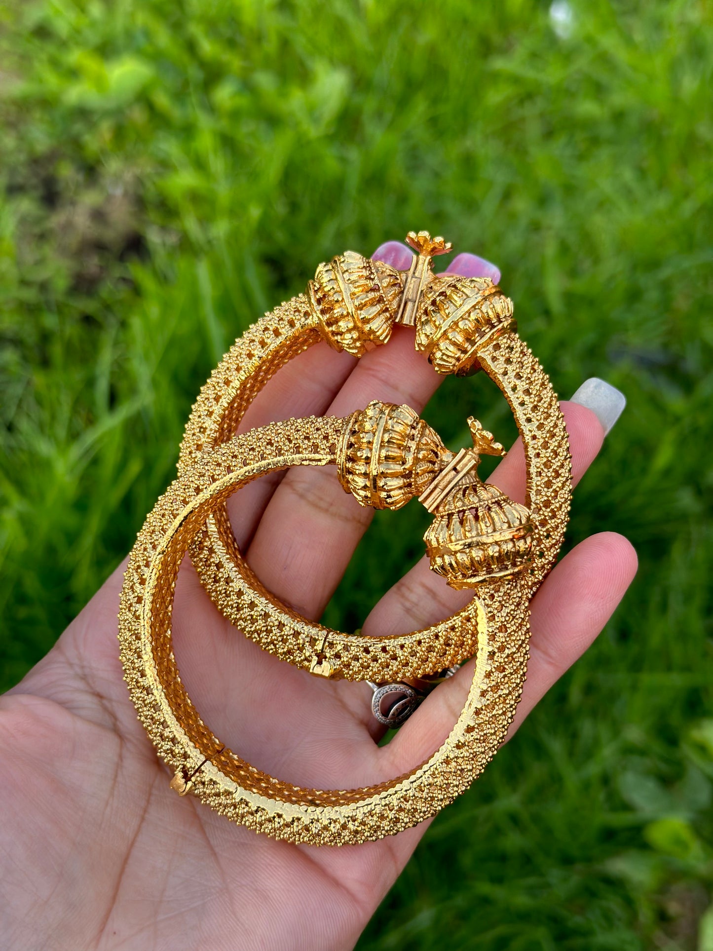 Gold Plated openable antique look kangan’s