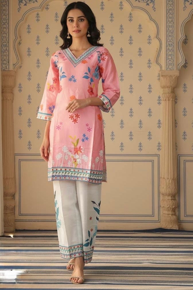 Semi Turkish silk Co-Ord set - Code: R6