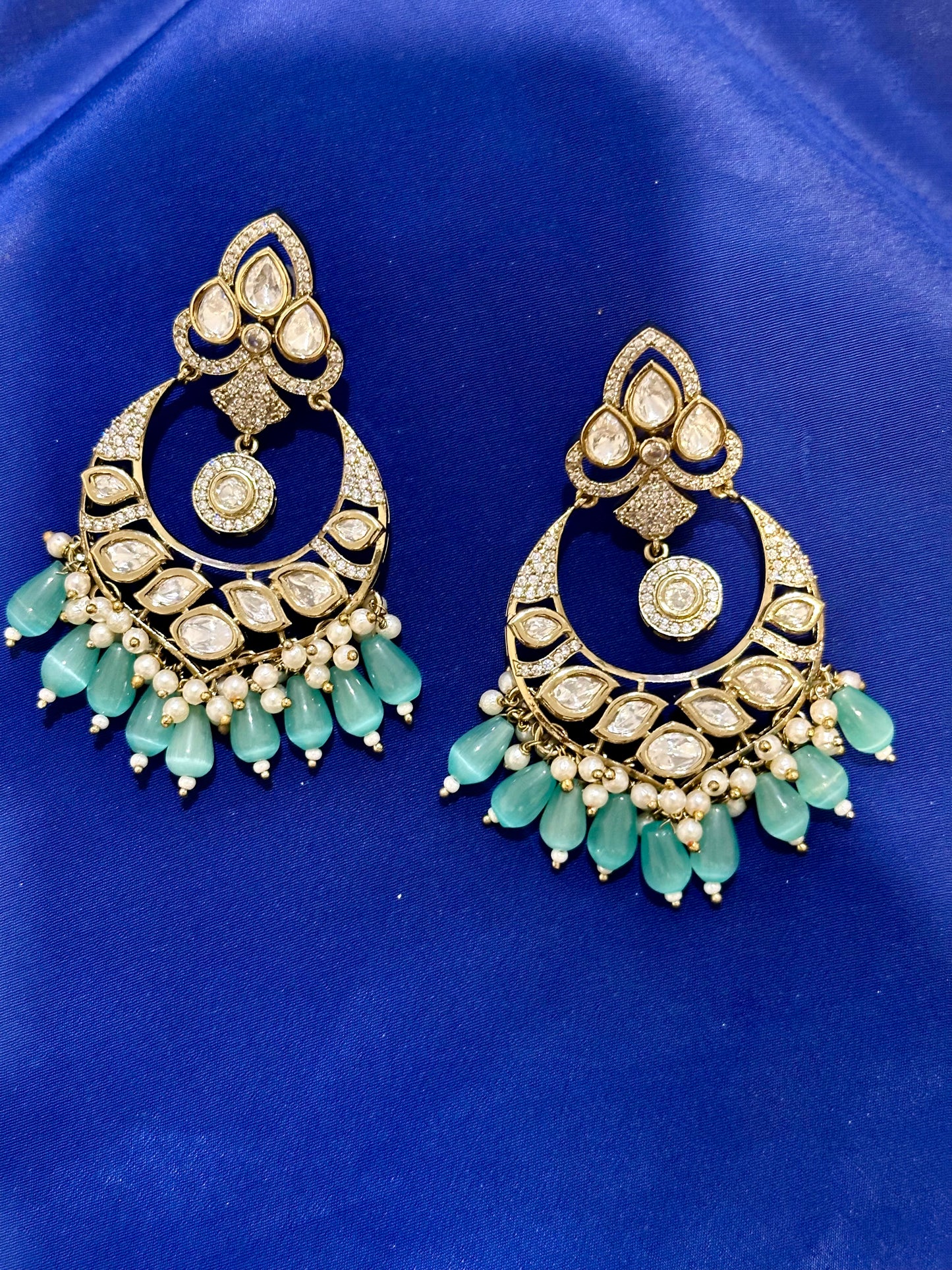 Tiyani earrings ( Premium Range ) Colour: Firoza , (Code: X9)