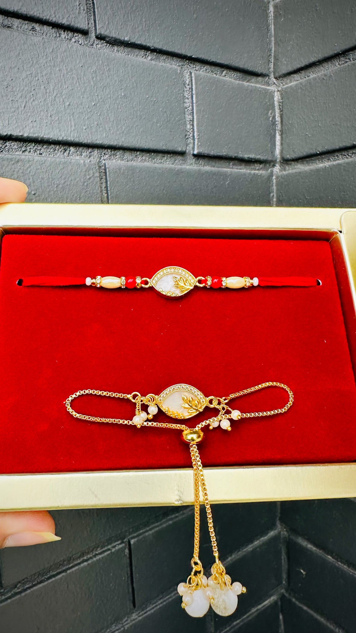Veera Bhabi Rakhi Combo set in American Diamond - Code A5