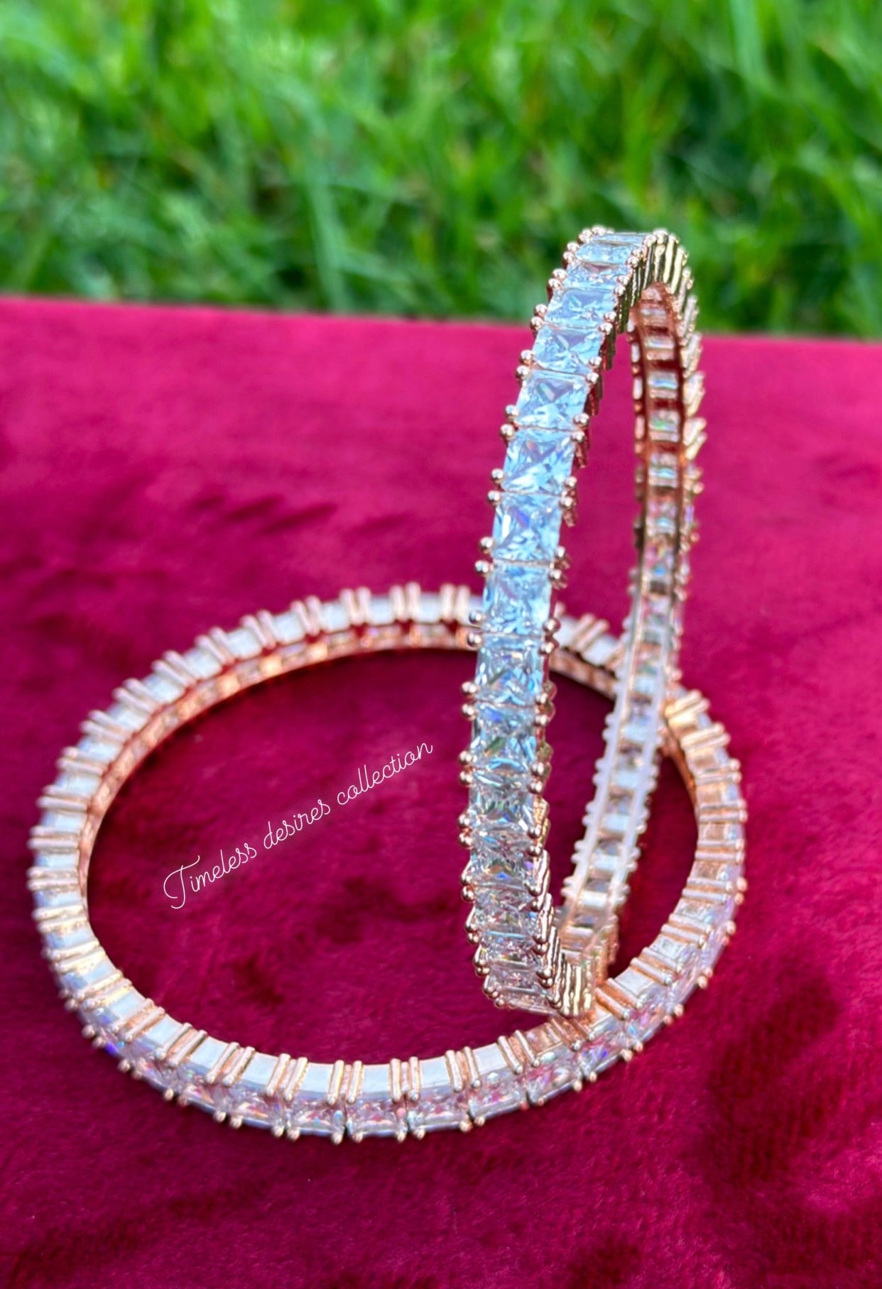 American diamond kangan / bangles in rose golden