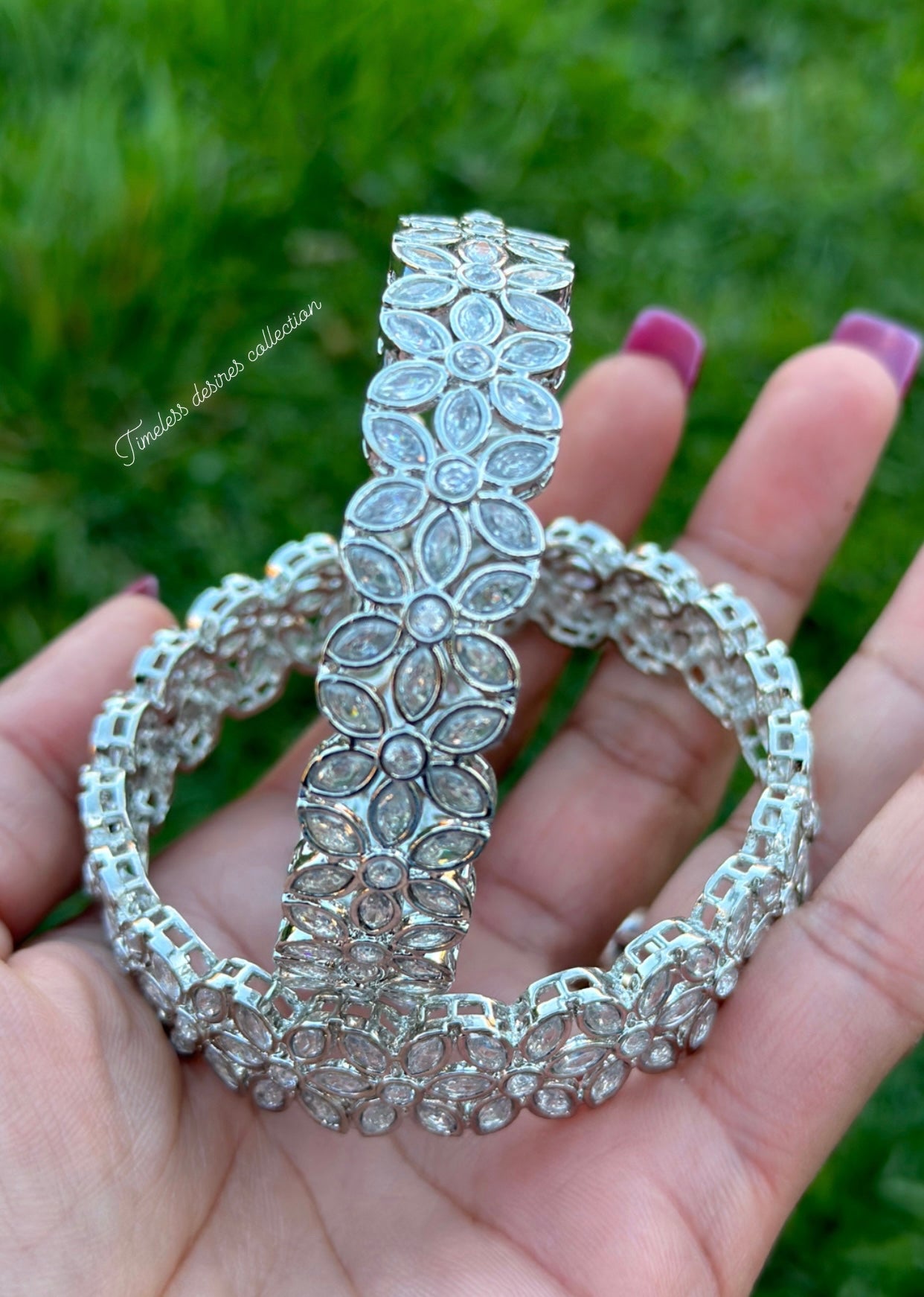 Silver American diamond kangan / bangles