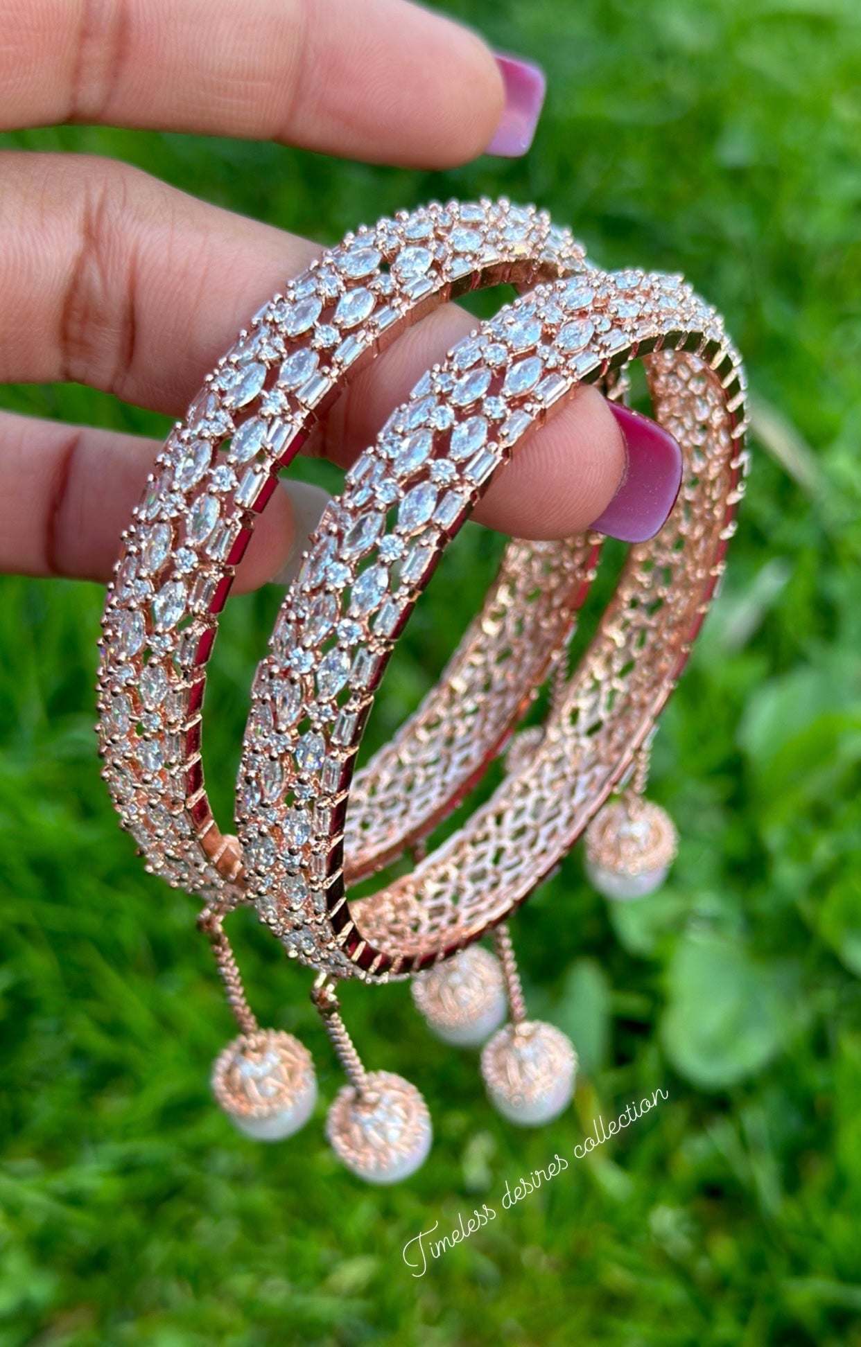 Pearl drop American diamond kangan / bangles
