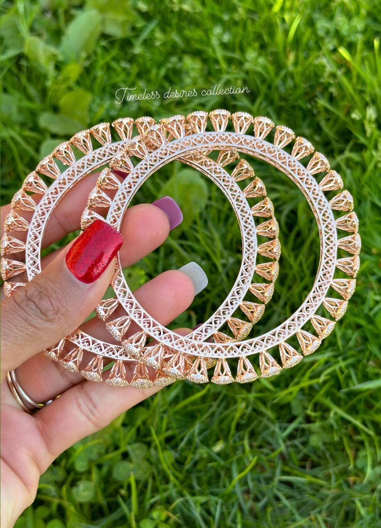 American diamond kangan / bangles in rose golden