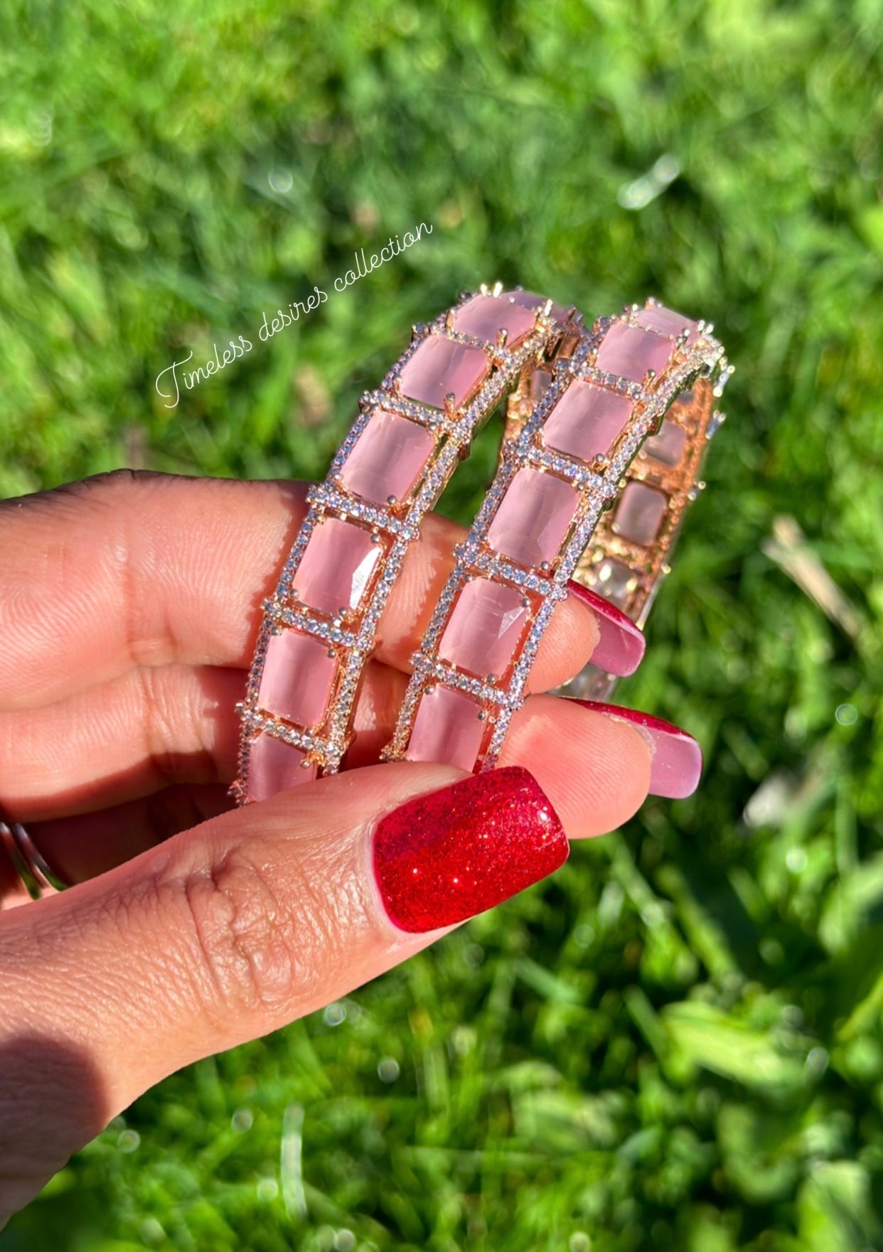 Baby pink American diamond kangan / bangles