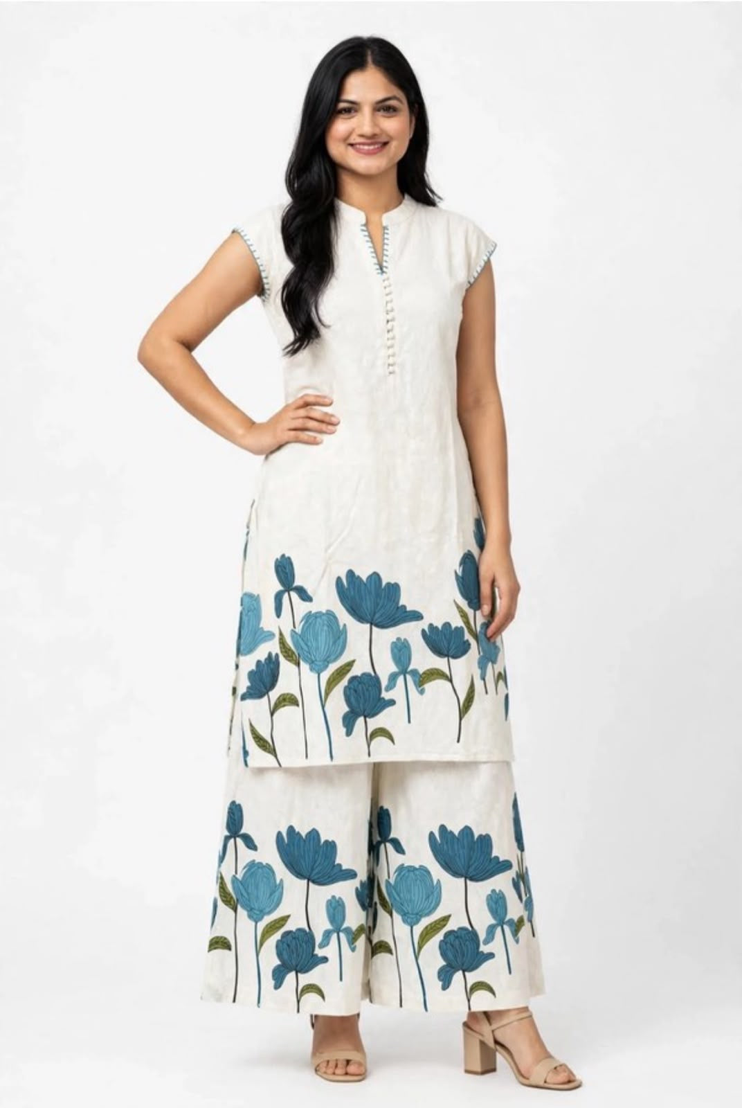 Stylish Co Ord set Khadi cotton (sleeves inside provided), Code 163