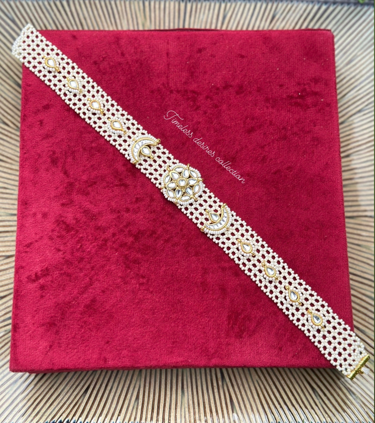 Pearl loaded Head band ( matha patti ) in kundan
