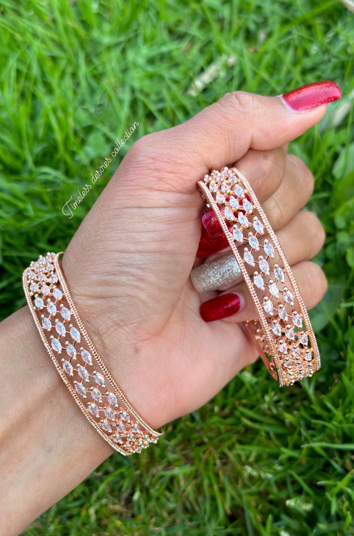 American diamond kangan / bangles in rose golden