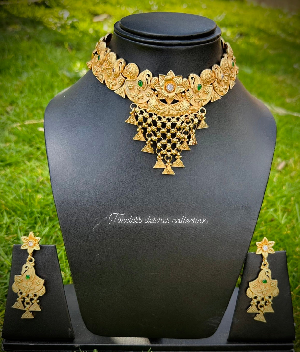 Gold plated Jhalar necklace set in high quality