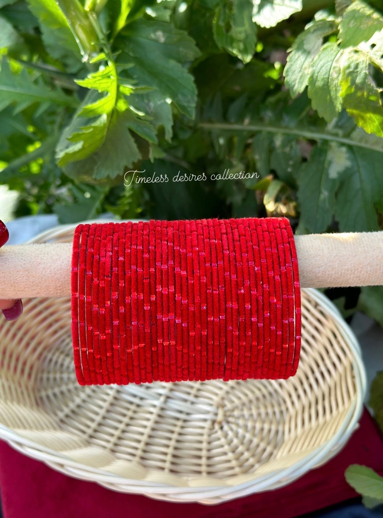 Red Plain velvet bangles pack of 36 bangles