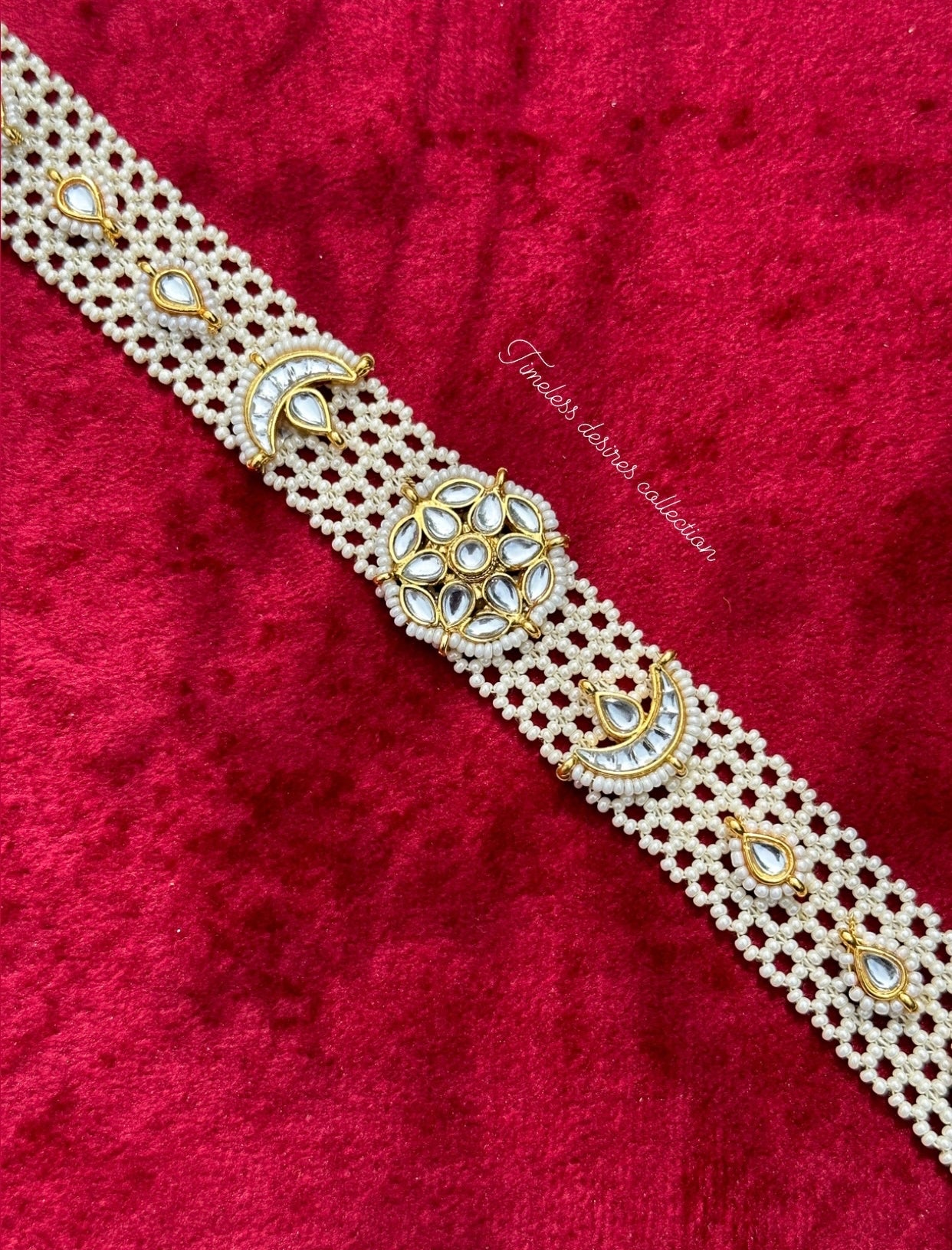 Pearl loaded Head band ( matha patti ) in kundan