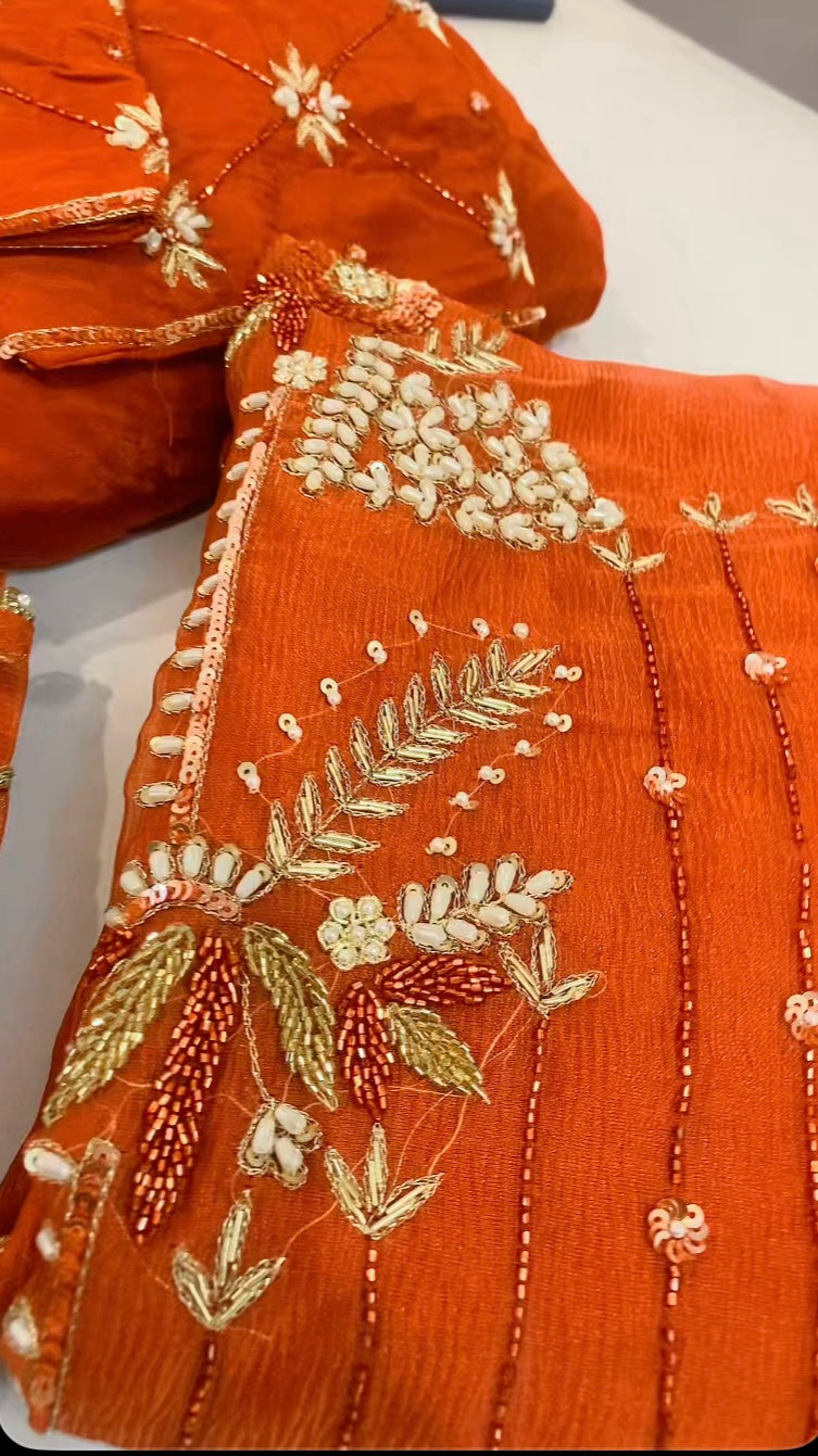 Rusty Brown Handwork Salwar suit - ( Code: 735 )