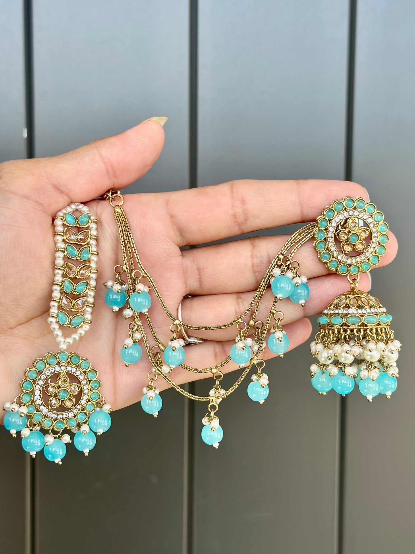 Babhubali Sahara earrings in sky blue colour, Code: E9