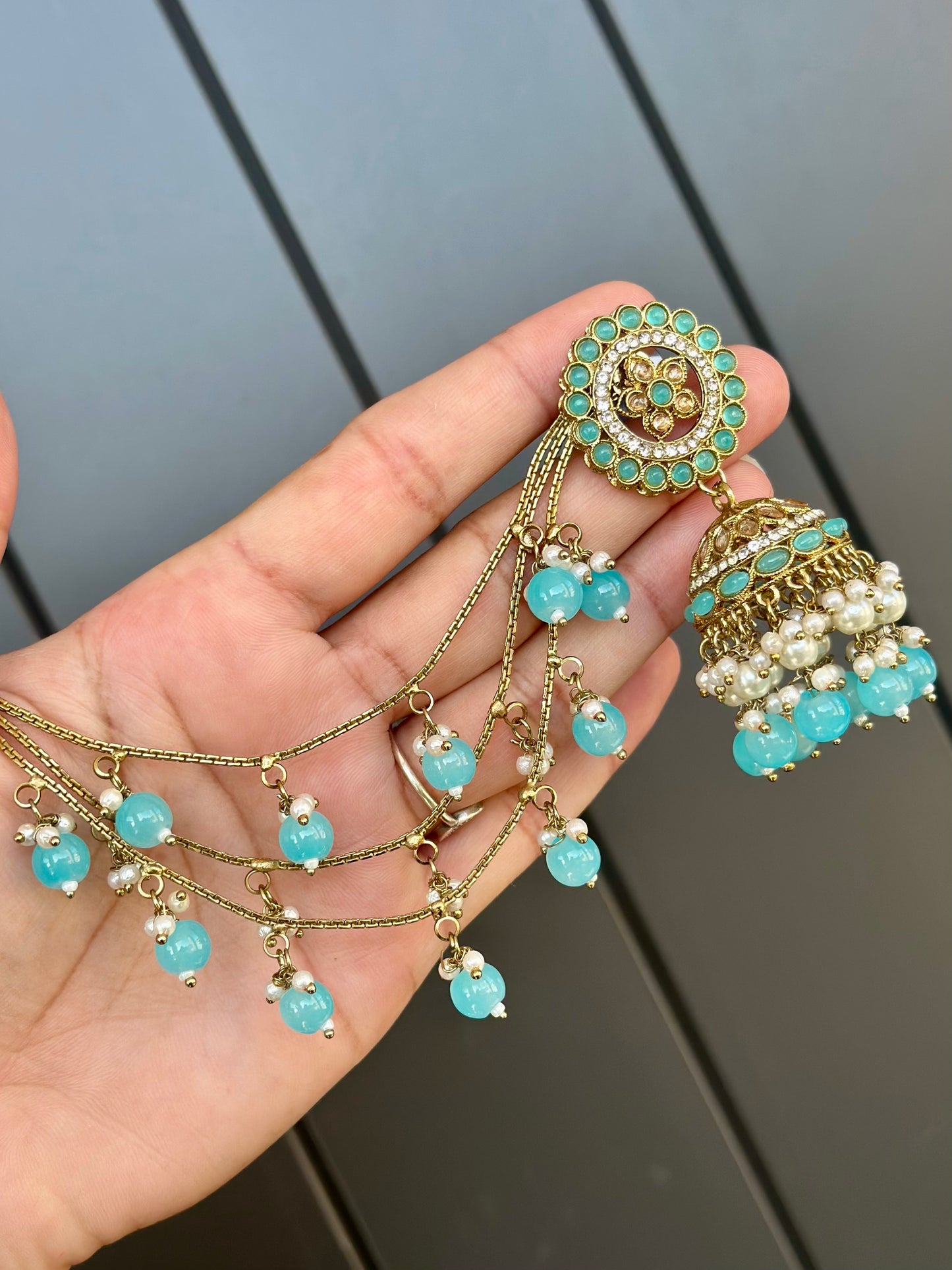 Babhubali Sahara earrings in sky blue colour, Code: E9