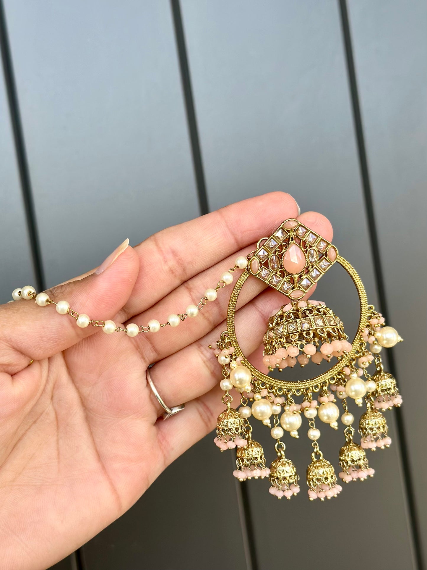 Jhumka waliya in peach colour, Code: E7
