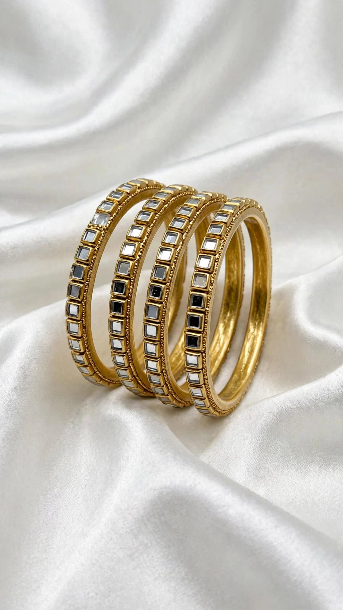 Gold Kundan Kade bangles - Size 2.8