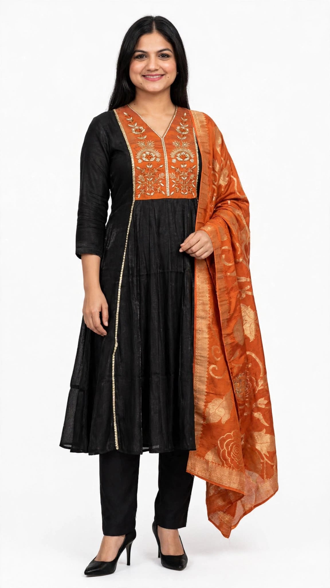 A Sharp Black and orange suit
