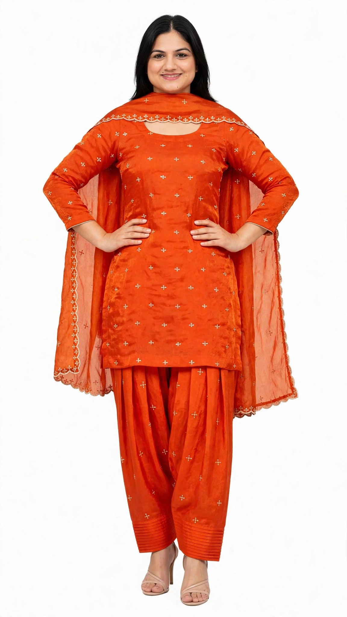 Farshi salwar suit in Orange colour - Code 075