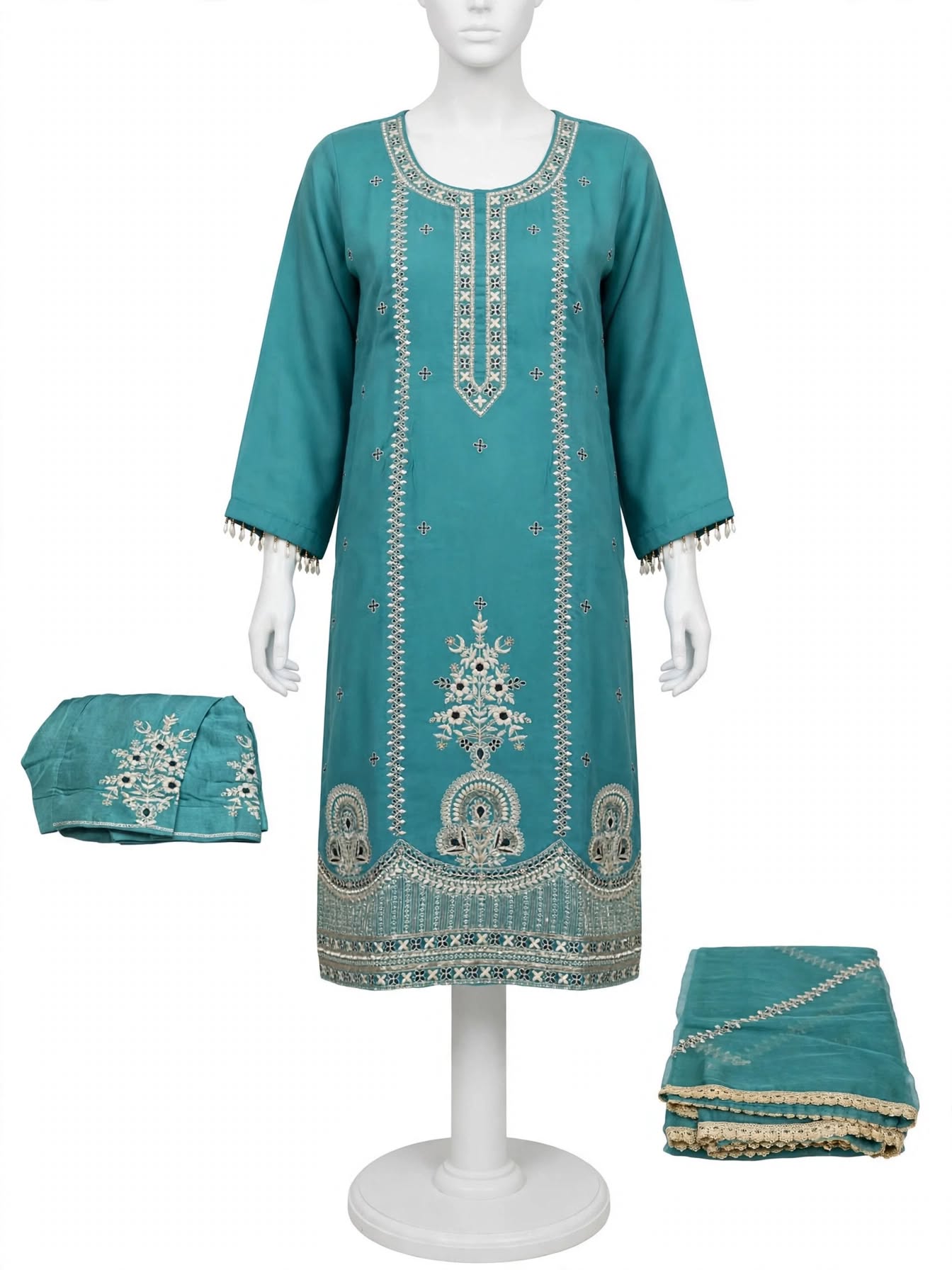 Party wear handwork with tilla work boutique suit in organza -( Code: 114)