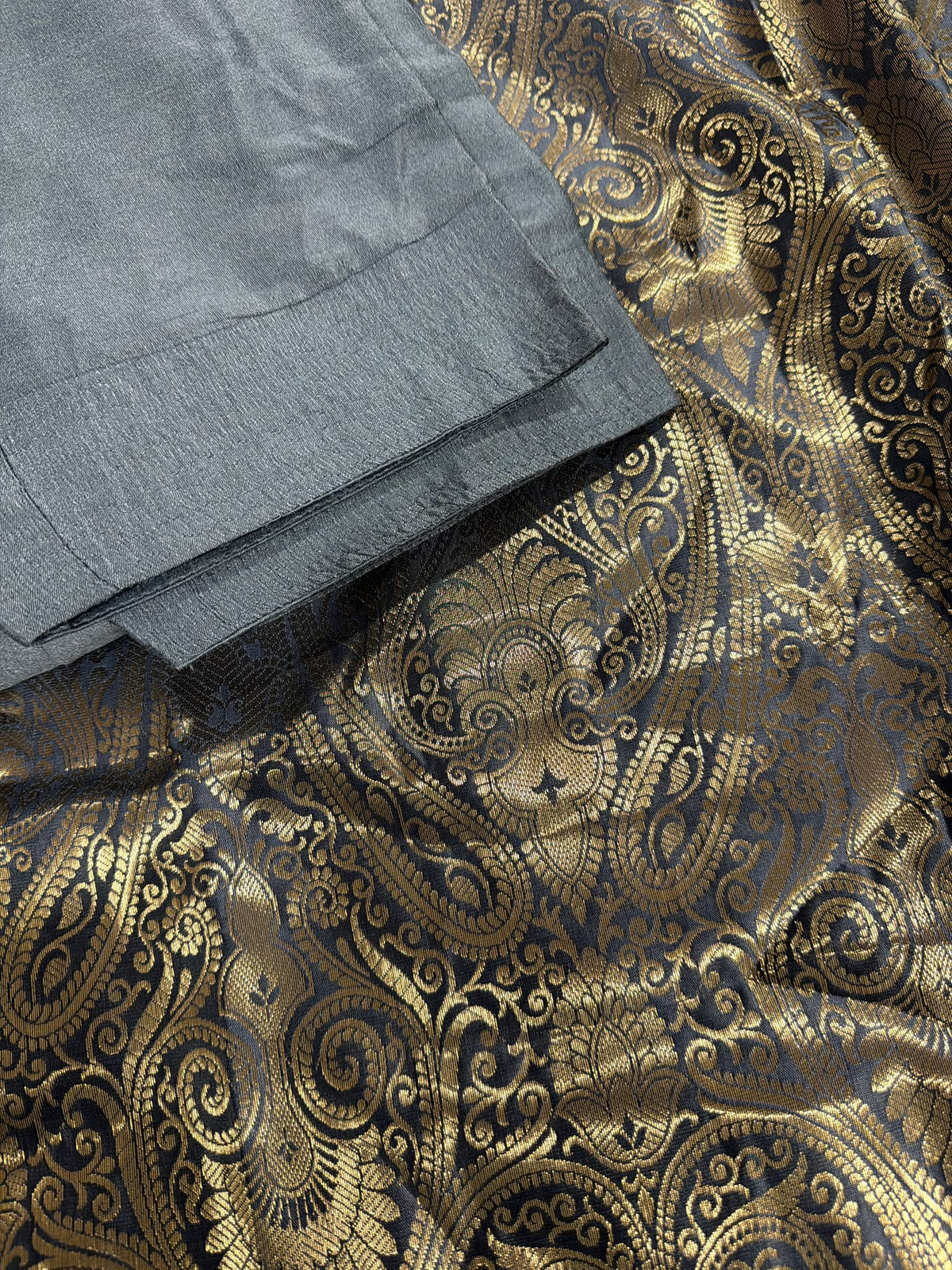 Grey Salwar suit in Kheen Khab/Brocade - Code 261