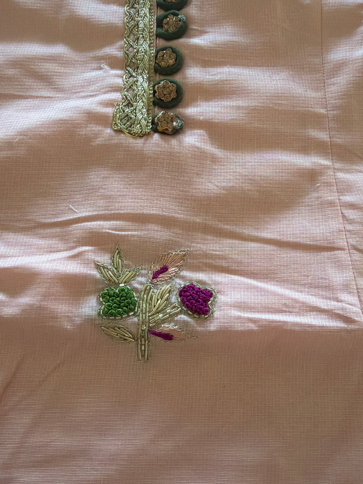 Burberry handwork semi party wear salwar suit in peachy pink colour - Code 272