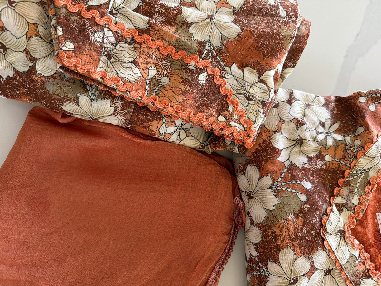 Premium quality cotton salwar suit - colour peachy orange - Code 297