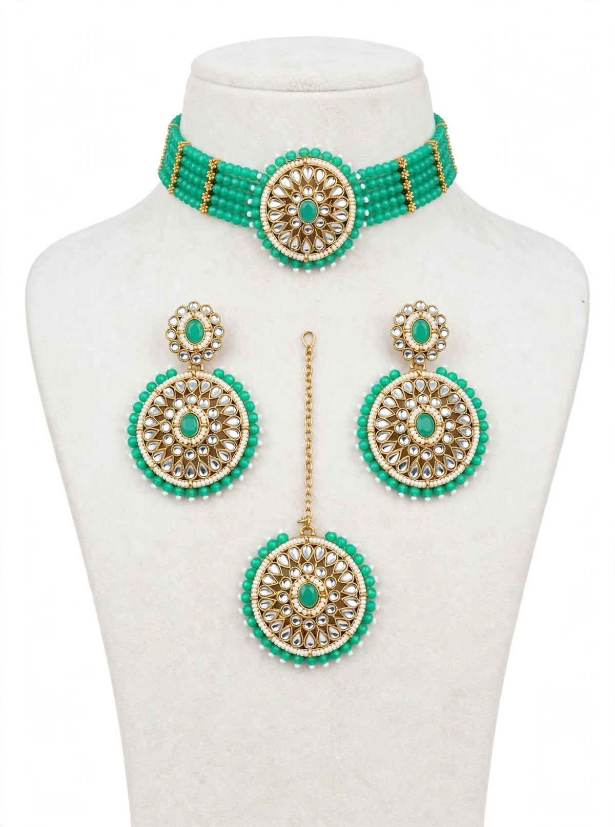 Pista colour choker / necklace set in Kundan- N63
