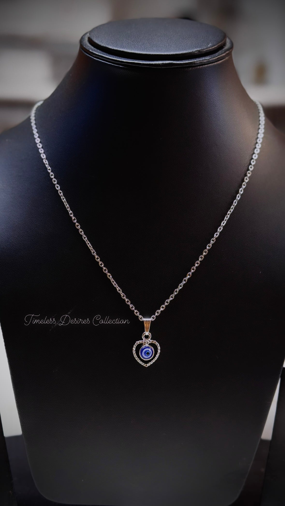 Evil Eye Heart Shape pendant with necklace
