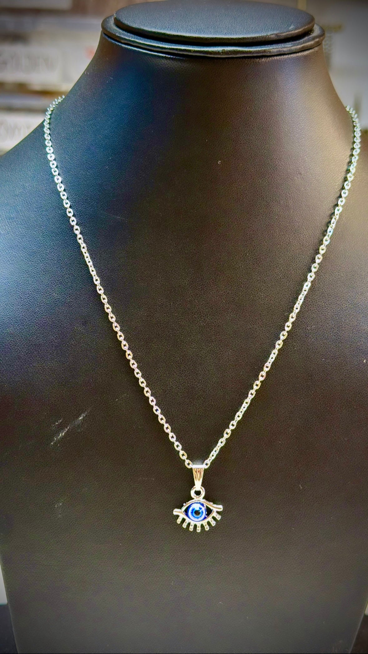 Evil Eye in eye pendant with necklace
