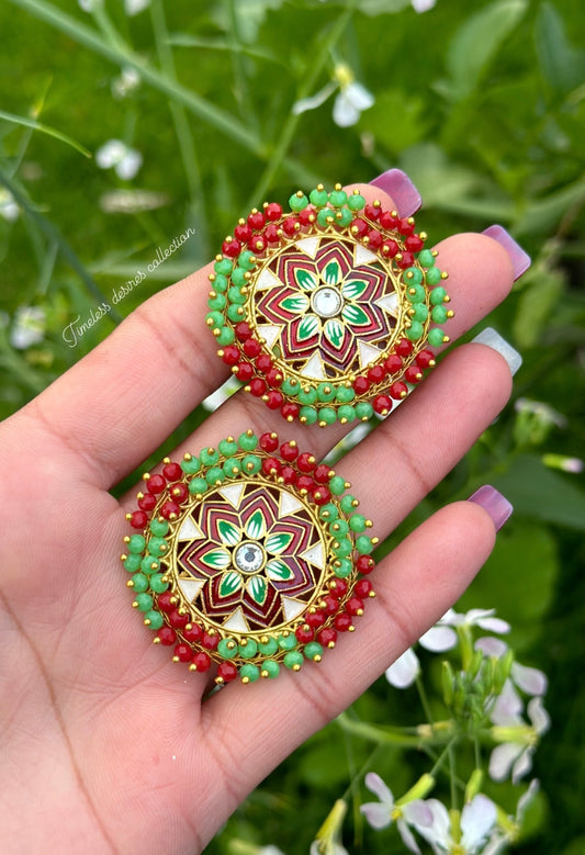 Meenakari studs in gold plating