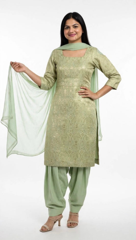 Kheen Khab Brocade salwar suit ( Colour-Mint ) Code: 256